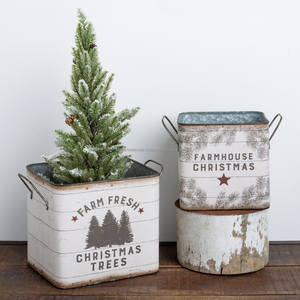 Rectangle Shape <b>Christmas</b> Bucket in Galvanized Tin With Custom Print Perfect for Unique Home Gift and Decorative Storage - Product Image 3