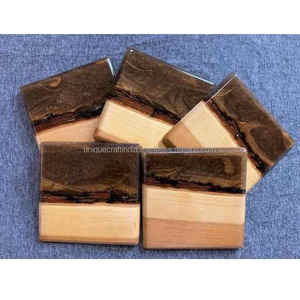 Posavasos de resina epoxi de madera de Acacia cuadrado recién llegado suministro directo de fábrica personalizado diseño único para el hogar, fiesta - Product Image 5