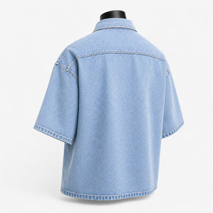 Camisa de Mezclilla Personalizada para Hombre, Estilo Casual Otoñal, Talla Grande, con Botones a Presión, Fabricante de Ropa Ecológica ODM - Product Image 4