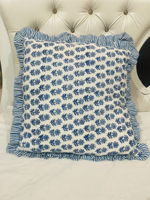 Housses de coussin en coton bohème faites à la main, imprimées au bloc, à volants, motifs floraux – Coussins décoratifs style bohème