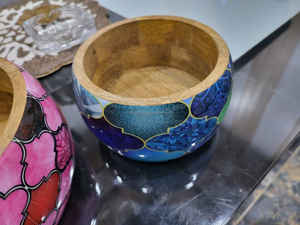 Bol à salade en bois imprimé unique pour le service des aliments, cuisine, maison, hôtel, vente en gros directe d'usine Inde, bois écologique - Product Image 4