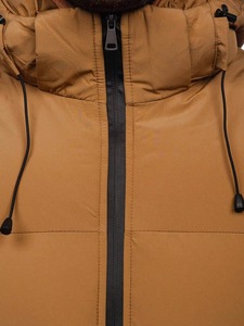 Brown Men's Slim Quick Dry Waterproof Hooded Puffer <b>Jacket</b> Comfortable Winter Regular Front Logo - Product Image 5