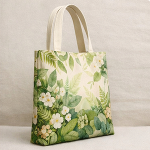Sac fourre-tout en toile imprimé feuilles vertes florales, grande taille, pour usage quotidien, sac de courses, poignée longue, design écologique, sac en coton - Product Image 2