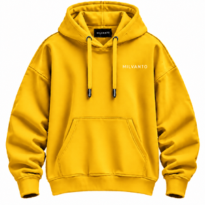 Sweat à capuche pour homme de couleur jaune, personnalisé, à épaules tombantes, avec poche kangourou, en molleton 100% coton, 450 GSM, impression personnalisée, sweat à capuche premium pour homme - Product Image 1
