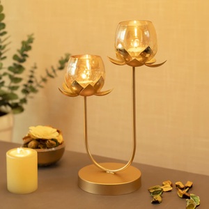 Antique Golden Fancy Design Handmade Candle Holder Unique Easter Home Decor Gift Item with Metal Candle Jar - Product Image 2