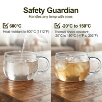 Grande tasse à thé en verre avec poignée 330 ml / 11,27 oz, non toxique, sans BPA, en borosilicate, pour le fitness, les herbes, le thé détox, l'eau bien-être