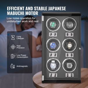 Super silenzioso giapponese Mabuchi Motors Watch Winder 6 uomini orologi meccanici automatici da donna nero guscio blu luce LED - Product Image 4