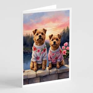 Lunatique Norfolk Terrier Deux Coeurs A7 Cartes De Voeux Pack de 8 Cartes De Note Vierges avec Enveloppes Taille 5x7 - Product Image 1