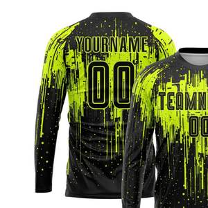 เสื้อฟุตบอลแขนยาวสีดำลายสาดสีเขียวสะท้อนแสงสำหรับผู้ชาย ระบายอากาศได้ดี พิมพ์ลายชื่อทีมและหมายเลขด้วยเทคนิค Sublimation - Product Image 3