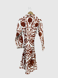 Chaqueta de Terciopelo con Bordado Floral, Cuello Mandarín, Manga Larga, Estilo Prairie Chic, Talla Grande, Ropa de Invierno para Mujer - Product Image 2