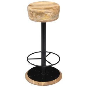 Sgabello da Bar Marrone Chiaro con Legno di Mango Nero Massiccio e Ferro Verniciato a Polvere, Elegante e Resistente - Product Image 2
