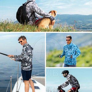 Breathable UPF 50 Men's Spandex/Polyester Fishing <b>Hoodie</b>-<b>Lightweight</b> Fit for Outdoor Activities Customizable Design - Product Image 5