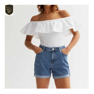 Women <b>High</b> <b>Waist</b> Vintage Washed Denim <b>Jeans</b> <b>Shorts</b> Summer Hot Sale Wholesale Embellished - Product Image 2