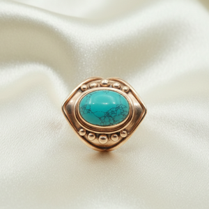 Natural <b>Turquoise</b> <b>Ring</b> 925 Silver Handmade Statement <b>Ring</b> Boho Vintage Oval Gemstone <b>Ring</b> Rose Gold Yellow Gold Plated Jewellery - Product Image 3