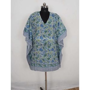 Robes pour femmes à imprimé Bagru indien, robes courtes Kaftan pour femmes, meilleure fabrication de robes pour femmes avec impression au bloc à la main - Product Image 3
