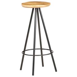Ensemble de 2 tabourets de bar marron et noir en bois de manguier brut avec finition en fer - Product Image 6
