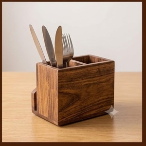 Organizador de Utensilios de Madera CraftNest Expo con Ranuras para Cuchillos, Tenedores y Cucharas, para Almacenamiento de Vajilla en la Cocina, Solo Lavar a Mano - Product Image 3