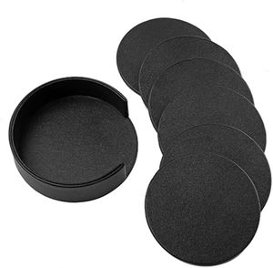 Drink Coasters Set of 6 Leather Coasters Spill Protection for Table <b>Desk</b> Leather Coaster With Holder - Product Image 2