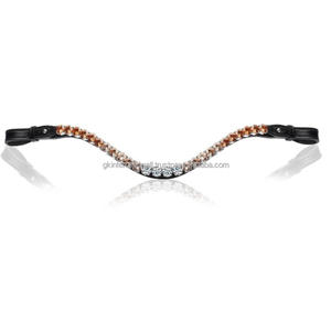 La mejor banda para cejas de caballo de cuero italiano con cristales redondos de colores, cadena ostentosa, banda para cejas de carreras de caballos para brida - Product Image 6