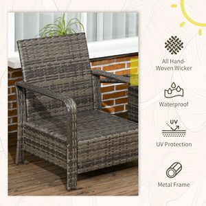 Set Bistrot in Rattan a 3 Pezzi con Cuscini Lavabili, Tavolo da Conversazione per Esterni con Vano Portaoggetti, Arredamento da Giardino per Ospedali, 1 Set - Product Image 4