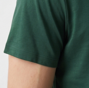เสื้อยืดคอกลมแขนสั้นสีเขียวล้วนสำหรับผู้ชาย ผ้าฝ้าย 100% ทรงปกติ สวมใส่สบาย ผ้าเจอร์ซีย์ถัก ย้อมสีพื้น - Product Image 6
