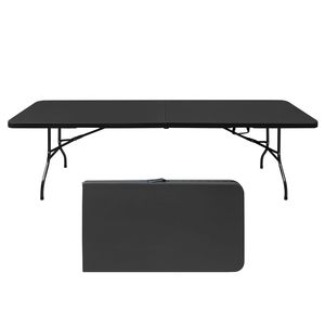 8ft Portable Black Folding <b>Table</b> High Load Bearing Plastic Outdoor <b>Table</b> for Camping Picnics <b>Parties</b> - Product Image 1