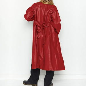 Abrigos Largos de Invierno para Mujer, Diseño Moderno 2022, Estilo Urbano, Chaquetas de Cuero Auténtico con Cinturón - Product Image 2