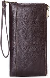 Brown Leather Clutch <b>Wallet</b> with <b>Zip</b> Around Closure and Wrist Strap - Product Image 2
