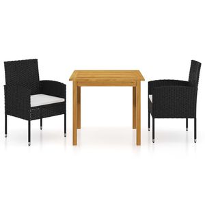 Set da pranzo Patio nero 3 pezzi per uso giardino - Product Image 1
