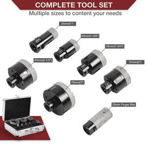 Set di 7 punte diamantate per trapano da 25-76mm e punte a dito da 25mm, kit sega a tazza brasata sottovuoto per piastrelle - Product Image 2