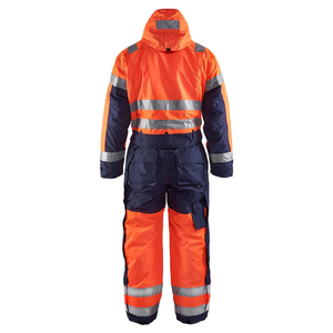 Combinaison de travail 100% coton pour hommes, haute visibilité, orange, vêtements de travail de sécurité, combinaison de chantier avec bande réfléchissante - Product Image 2