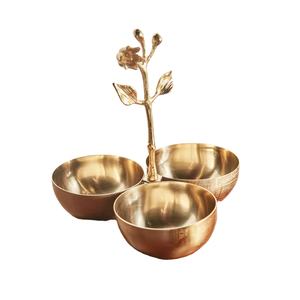 Cuenco de fruta seca de latón con 3 compartimentos, vajilla de cocina redonda de lujo, cuenco decorativo para dulces, novedad - Product Image 1