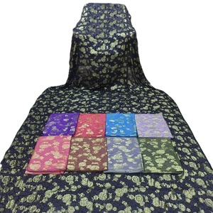 Luxury Women's Viscose Dirac Floral Printed Set Gold Shimmer Long Embroidery Spandex Polyester <b>Blend</b> Eco-Friendly Quick Dry - Product Image 1