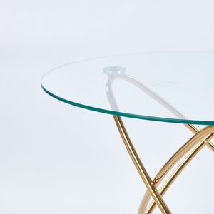 Tavolo da Pranzo Moderno Salvaspazio per Cucina e Soggiorno con Gambe in Metallo Dorato e Vetro Temperato Colore Oro Elegante e Pratico - Product Image 5
