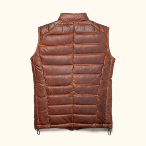 Bridger Leather <b>Down</b> Vest for Men – Premium Insulated Winter Puffer Waistcoat Sleeveless Jacket - Product Image 5
