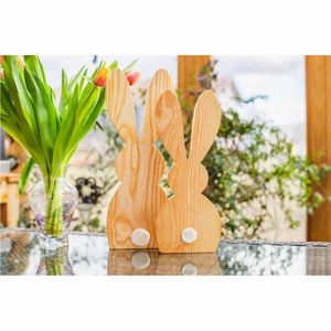 ของตกแต่งกระต่ายไม้สำหรับเทศกาลอีสเตอร์แบบรักษ์โลก ตัดด้วยเลเซอร์ งานฝีมือกระต่ายไม้สำหรับระบายสี DIY ขายส่ง ของตกแต่งกลางโต๊ะสำหรับวันหยุด - Product Image 1
