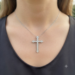 Trendy Minimalist Jewelry 14K <b>Solid</b> <b>Gold</b> Iced Jesus Cross <b>Pendant</b> Necklace Custom Natural Diamond Christian Religious Fine Charm - Product Image 2