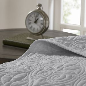 Queen Reversible <b>Bedspread</b> Set in <b>Grey</b> Durable Coverlet for Comfort and Style - Product Image 5