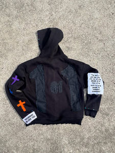 Survêtements personnalisés délavés à l'acide 500 GSM, ensemble droit avec broderie vieillie, sweats à capuche et pantalons de survêtement pour hommes - Product Image 5