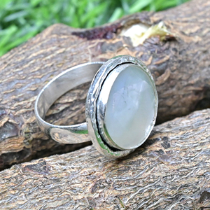 Anvika Gems & Jewels Handmade Oxidized <b>Silver</b> Plated Mother Pearl Gemstone Bezel Set Vintage Women's Engagement <b>Statement</b> <b>Ring</b> - Product Image 2