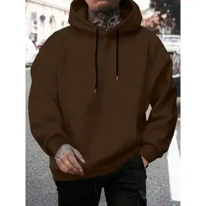 Sweat-shirt marron oversize à demi-zip, col montant, en molleton de coton, coupe ample à épaules tombantes, manches longues, style streetwear décontracté - Product Image 5