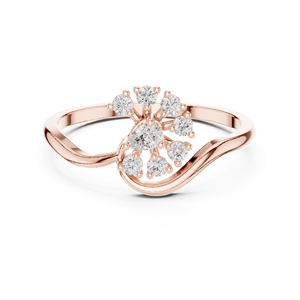 Anillo de Diamantes Cultivados en Laboratorio con Diseño Floral en Oro Rosa para Mujer, Piedras Redondas, Elegante Anillo de Promesa - Product Image 1