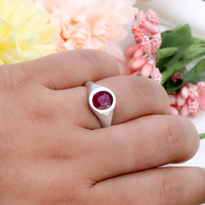 925 Sterling Silver Natural <b>Ruby</b> Round Cut <b>Ring</b> for <b>Men</b> Women Bezel set <b>Ring</b> Natural Red Gemstone Handmade Luxury Jewelry - Product Image 6
