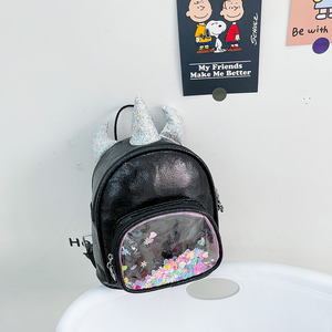 PU unicorn Transparent Quicksand Sequin <b>Children</b> Mini School <b>Backpack</b> Transparent Bags High School Wholesale Price - Product Image 3