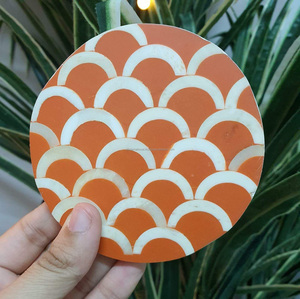 Posavasos con incrustaciones de hueso de diseño antiguo para hoteles y restaurantes de forma redonda, utensilios de cocina con incrustaciones de hueso, uso más vendido - Product Image 3