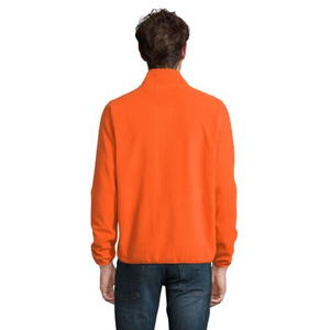 Chaqueta de Forro Polar Naranja para Hombre, Cuello Alto, Cierre de Cremallera, Transpirable, Informal, para Invierno, Corte Regular, Color Sólido, Tejido de Poliéster - Product Image 2