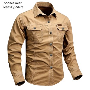 Mens Shirt Long Sleeve Cotton Button <b>Down</b> Work Shirts with Pockets - Product Image 4