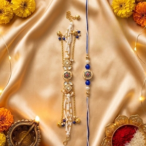 Par de Pulseras Rakhi de Diseño para Bhai y Bhabhi, Hechas a Mano, Tradicionales, para la Fiesta de Raksha Bandhan, Set de Regalo Festivo - Product Image 5