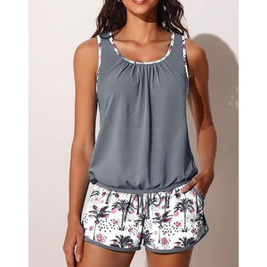 Conjunto de Dos Piezas para Mujer, Top y Shorts de Baño, Ligero, Transpirable, de Secado Rápido, en Spandex/Poliéster, para Natación y Deportes Acuáticos - Product Image 3