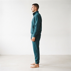 Conjunto Deportivo para Hombre, Chaqueta de Cuello Alto con Cierre de Media Cremallera, Pantalones Anchos, Estilo Urbano Informal, Dos Piezas - Product Image 4